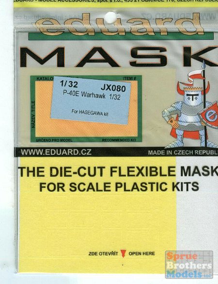 Eduard 1/32 Scale Mask for P-40E Warhawk by Hasegawa - JX080 Eduard 1/32 Scale Mask for P-40E Warhawk by Hasegawa - JX080
