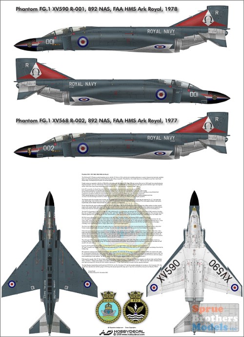 HODAL72007V1 1:72 HobbyDecal - Phantom FG.1 892 Nas, HMS FAA Ark Royal  #AL72007V1
