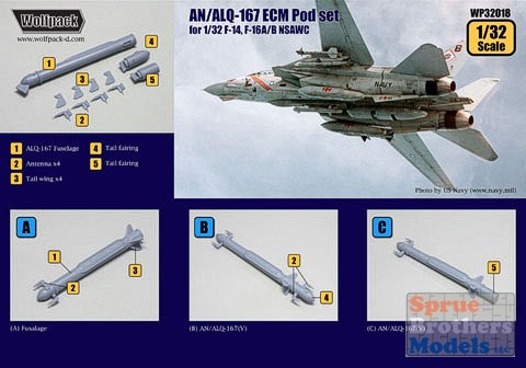 Wolfpack 1/32 AN/ALQ-167 ECM Pod set F-14 Tamiya Trumpeter WP32018 V 