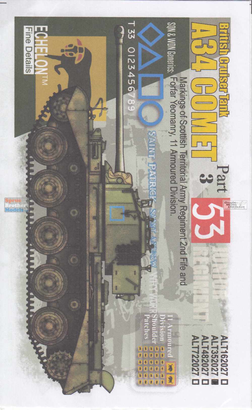 ECH352027 1:35 Echelon Decals - A34 Comet of 11th Armoured Division Pt 3