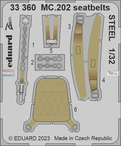 EDU33360 1:32 Eduard Color Zoom PE - Mc.202 Seatbelts (ITA kit)
