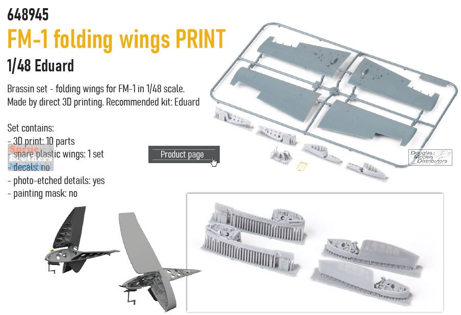 EDU648945 1:48 Eduard Brassin Print - FM-1 Wildcat Folding Wings Set (EDU  kit)