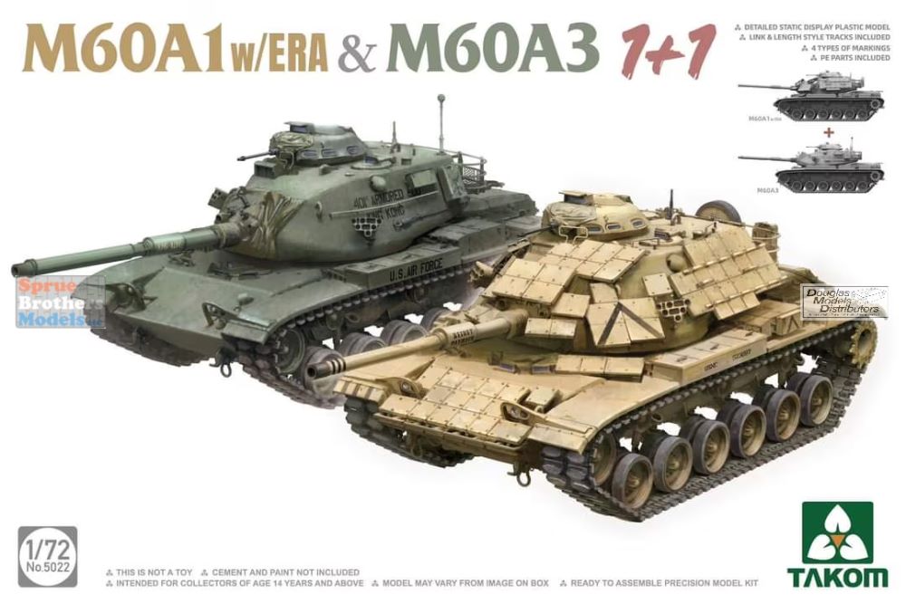TAK05022 1:72 Takom M60A1 with ERA & M60A3 [2 kits]
