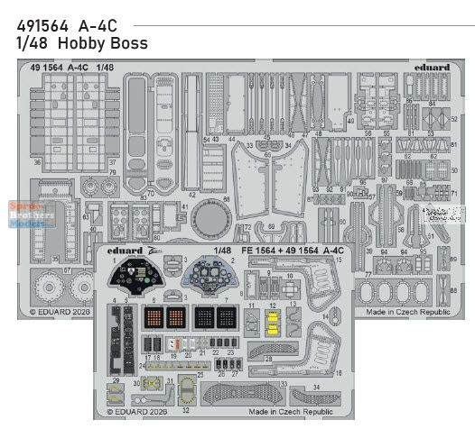eriページ/S EDU491564 1:48 Eduard Color PE - A-4C Skyhawk Detail Set (HBS kit