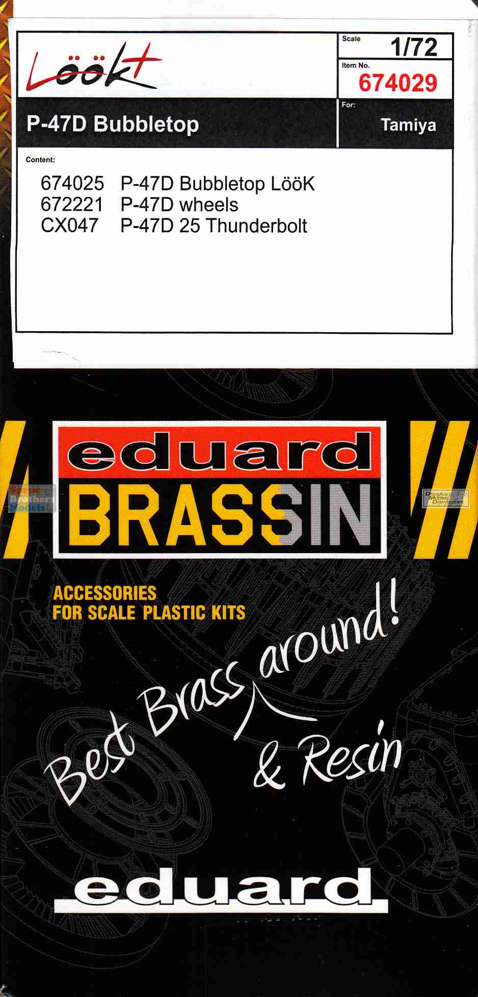 Eduard Brassin 1/72 P-47D Wheels for Tamiya Kit - 672221 Eduard Brassin 1/72 P-47D Wheels for Tamiya Kit - 672221