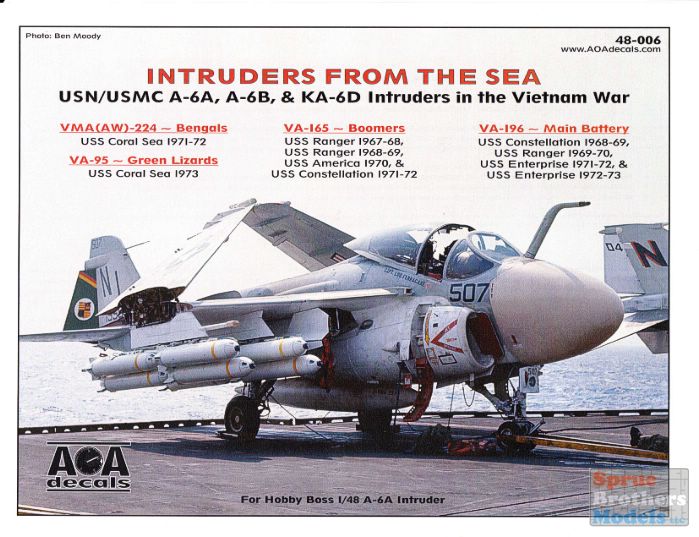 AOA Decals 1/48 INTRUDERS FROM THE SEA Grumman A-6A A-6B & KA-6D in Vietnam