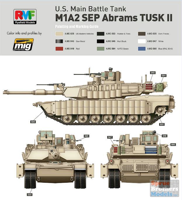 Plastic #5004 Rye Field Model 1:35 M1A2 SEP Abrams Tusk I/II M1A1 Tusk 3 in 1 