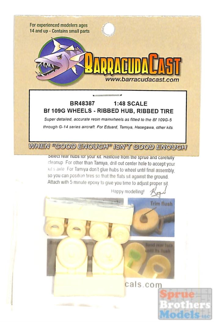 BarracudaCast 1/48 scale Bf 109G-5/G-14 Wheels, Ribbed hub Ribbed Tire - BR48387 BarracudaCast 1/48 scale Bf 109G-5/G-14 Wheels, Ribbed hub Ribbed Tire - BR48387