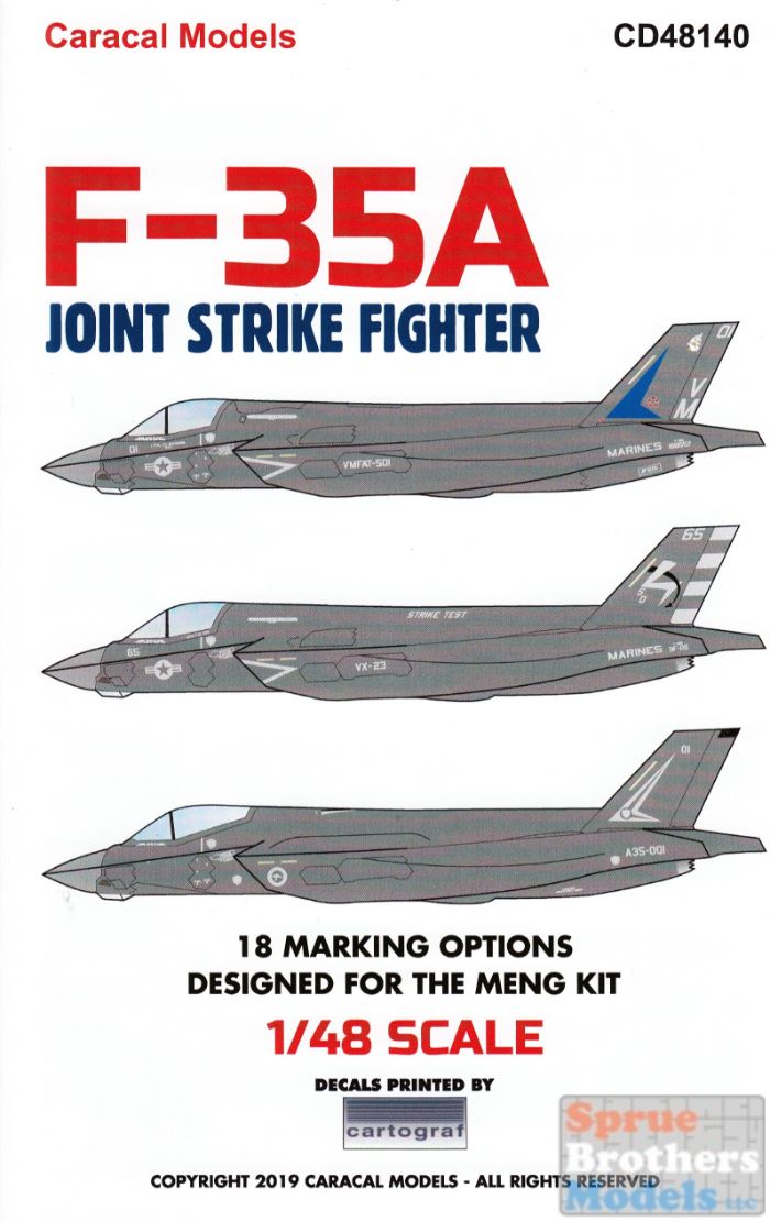 Caracal Decals 1/72 LOCKHEED MARTIN F-35A JOINT STRIKE FIGHTER