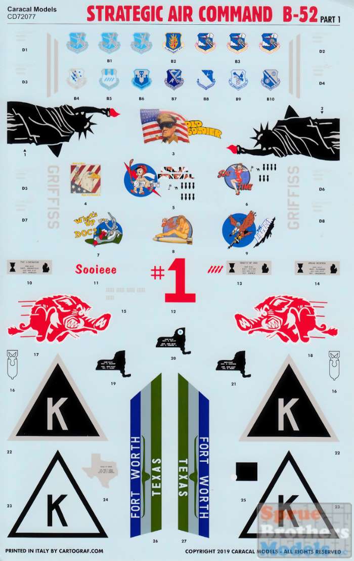 Caracal Decals 1//72 BOEING B-52 STRATOFORTRESS Strategic Air Command Part 1