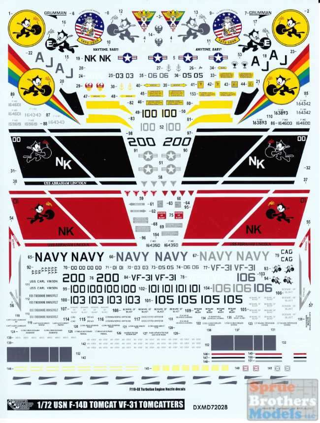 DXM decal 1/48 USN F-14A Tomcat VF-31 Tomcatters