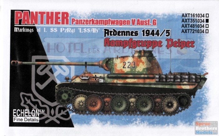 Peddinghaus 1/16 Panther Ausf.G Tank Markings 116.PzDiv Houffalize Ardennes 3184 
