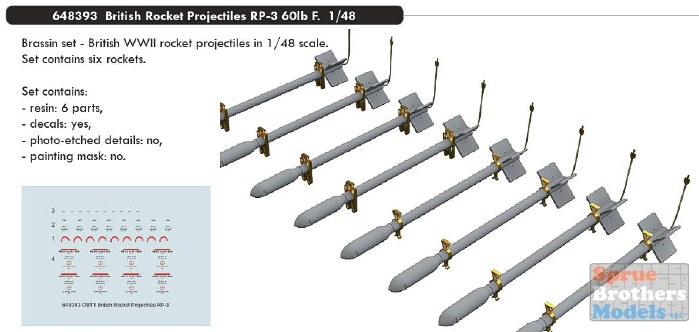 Eduard Accessories 648393-1:48 British Rocket Projectiles RP-3 60lb F Neu 