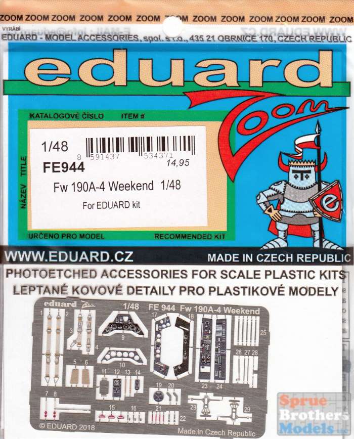 EDUARD ZOOM FE944 Detail Set for Eduard Kit Fw190A-4 in 1:48
