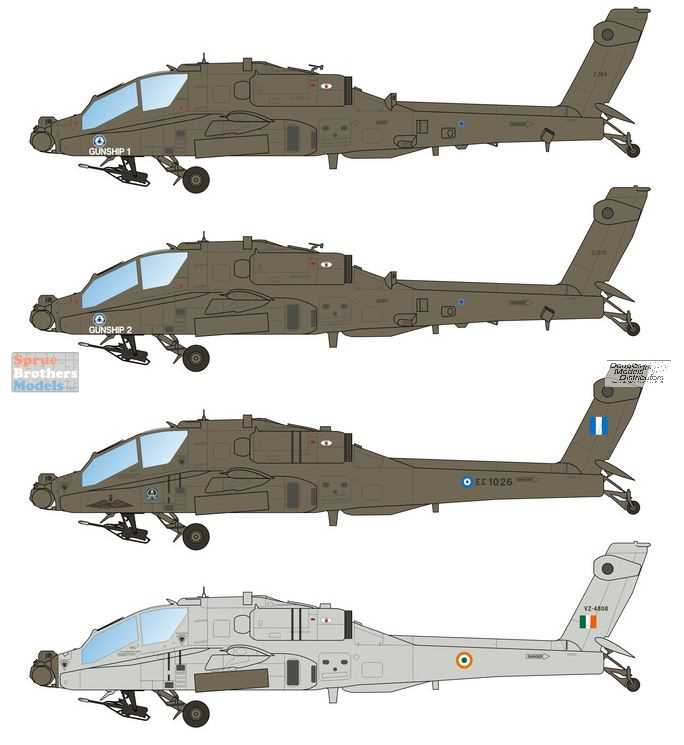 Print Scale Decals 1/72 MCDONNELL DOUGLAS AH-64 APACHE Attack Helicopter 