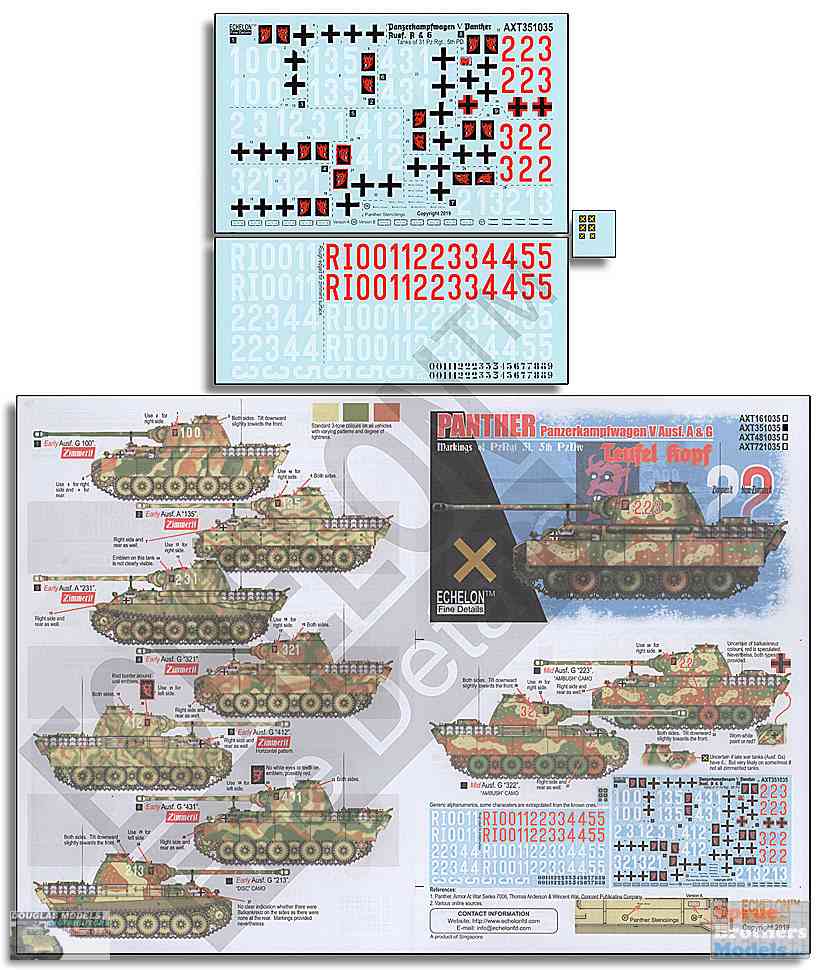 Echelon Decals 1/35 Panther PzKpfw V Ausf G 1st SSPzRgt LSSAh Ardenned ECH351034 