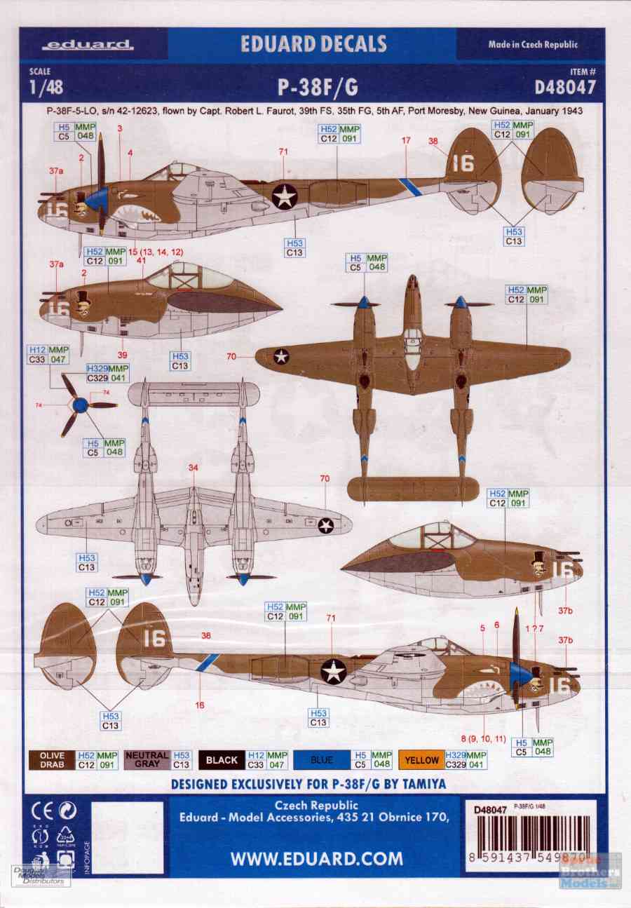 1551 1/48 decals P-38 for model kits 