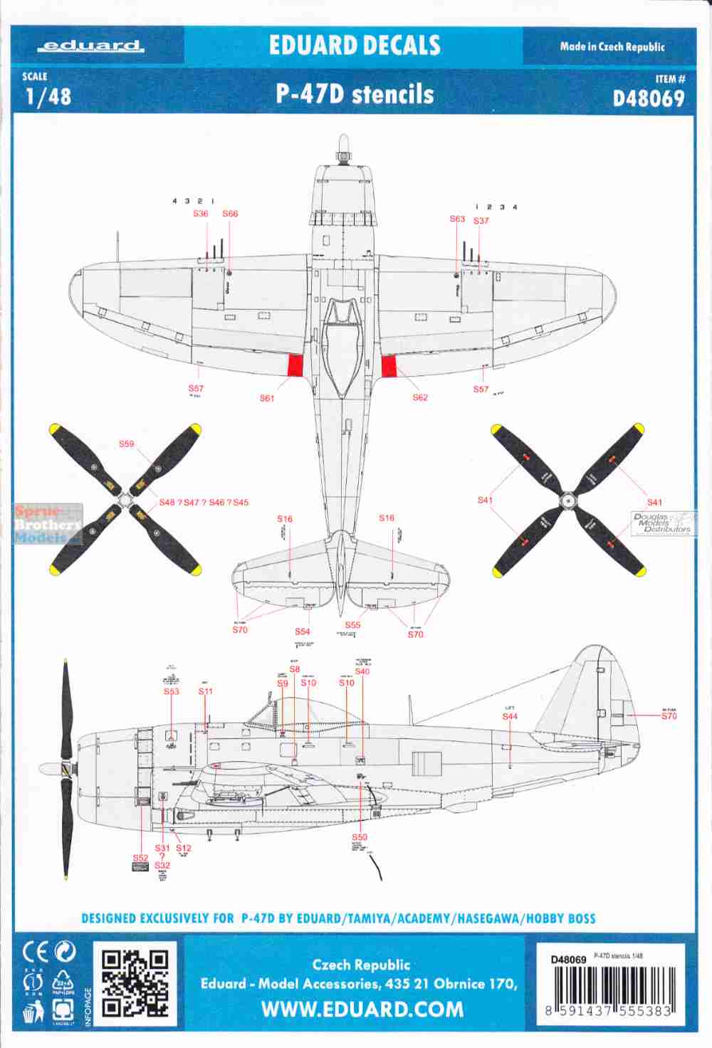 Details about   Eduard Decals D48069 1/48 Republic P-47D Thunderbolt stencils