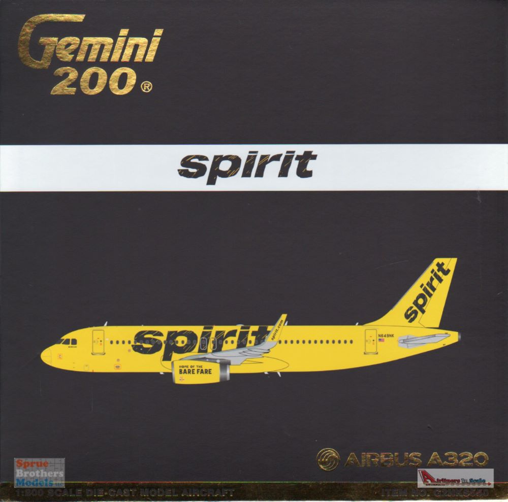 Gemg20550 1 200 Gemini Jets Spirit Airlines Airbus A320 200 Reg N649nk Pre Painted Pre Built Sprue Brothers Models Llc Gemg20550 1 200 Gemini Jets Spirit Airlines Airbus A320 200 Reg N649nk Pre Painted Pre Built Sprue Brothers Models Llc
