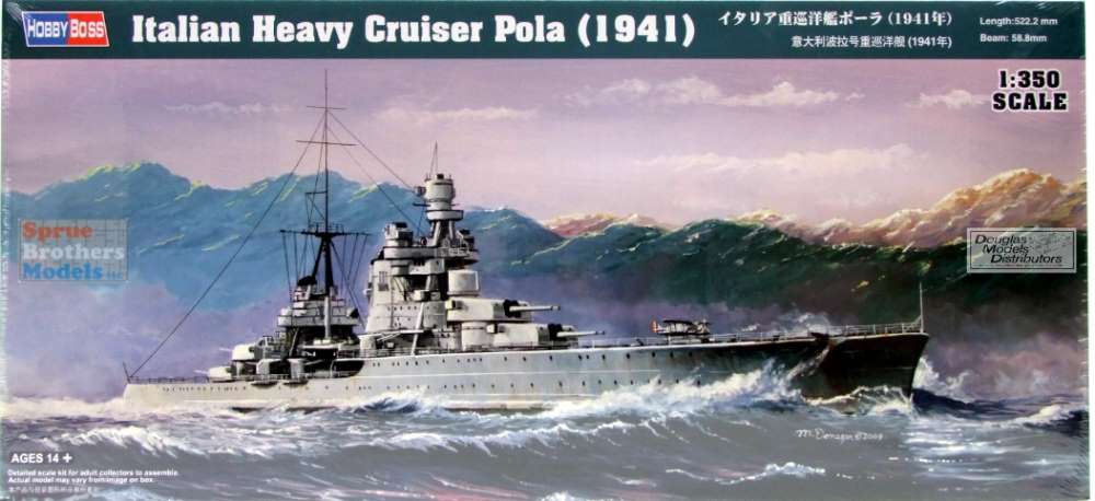 1:350 Scale The Italian Heavy Cruiser Pola Model Wood Deck w/ Anchor Chain