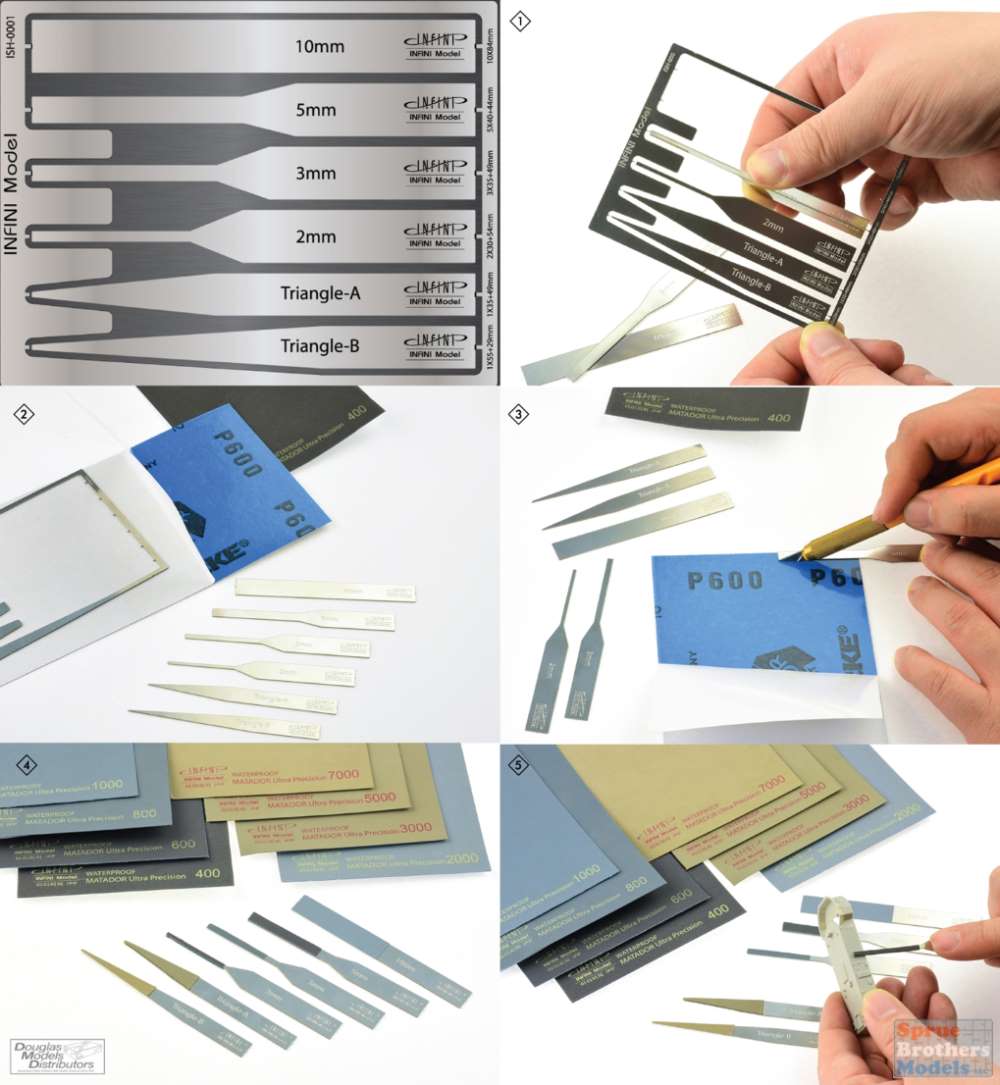 INFIZB0000 Infini Model Premium Zebra Sanding Stick Full Set (6 pcs) -  Sprue Brothers Models LLC