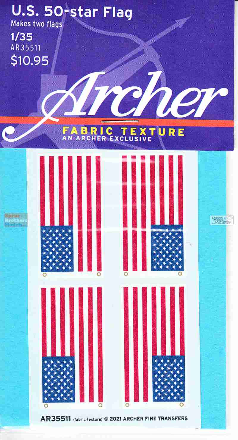 Archer 1/35 Modern National 50 Star Flag of the USA AR35511 2 flags Fabric
