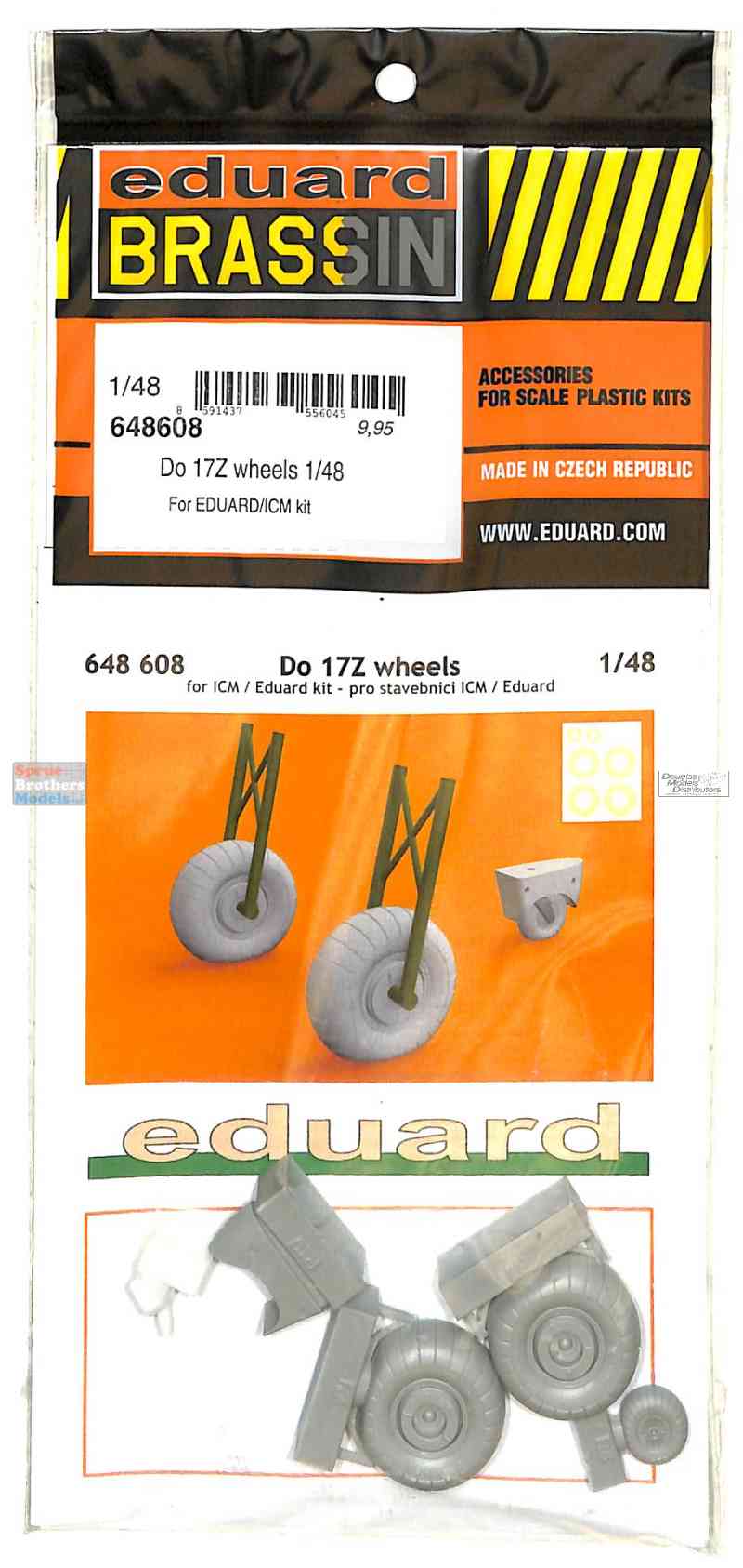 Brassin 1/48 Scale Do 17Z wheels for Eduard or ICM kit - 648608