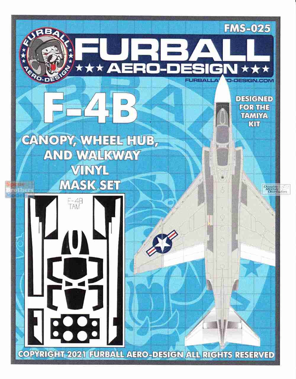 FURFMS025 1:48 Furball Aero Design Canopy, Wheel Hub & Walkway Vinyl Mask  Set for F-4B Phantom II (TAM kit)