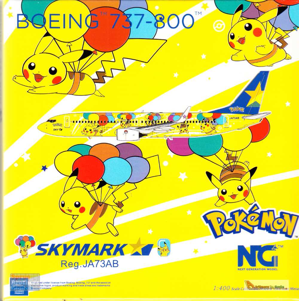 NGM58111 1:400 NG Model Skymark B737-800(W) Reg #JA73AB Pokemon  (pre-painted/pre-built)