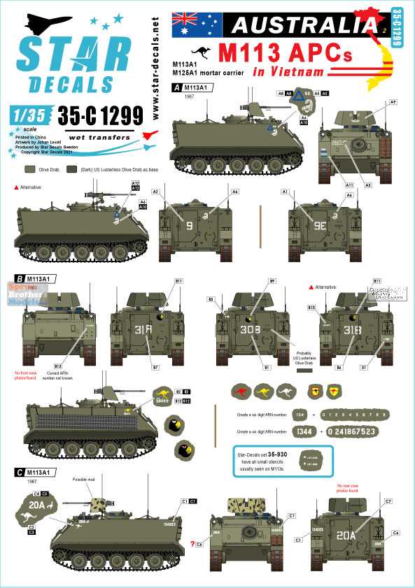 Star Decals 1/35 Peacekeepers Middle East BTR-40 VW T3 bus VAB M113A1 35905