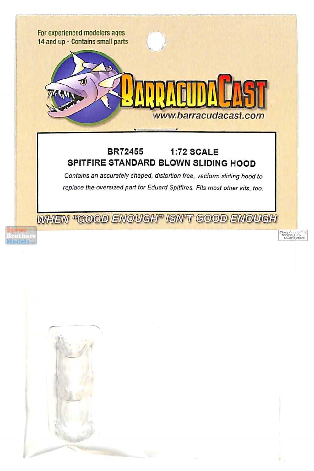BarracudaCast 1/72 Scale BR72455 Spitfire Standard Blown Sliding Hoods BarracudaCast 1/72 Scale BR72455 Spitfire Standard Blown Sliding Hoods