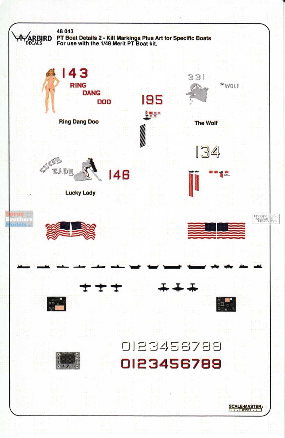 WBD48043 1:48 Warbird Decals - PT Boat Detail #2 - Kill Markings + Art for  Specific Boats (MRT kit)