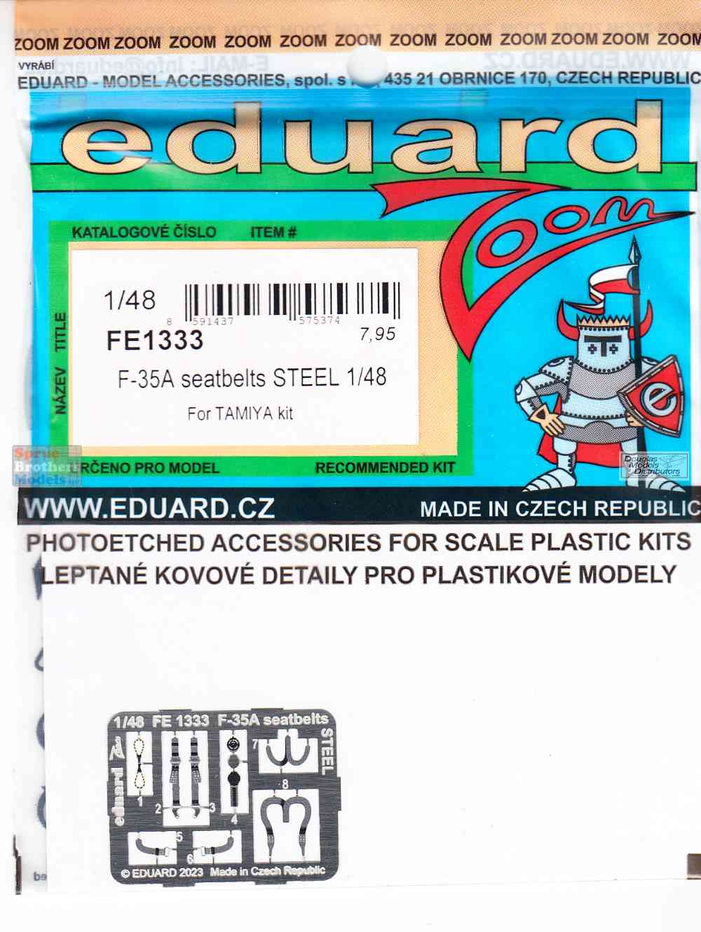 EDUFE1333 1:48 Eduard Color Zoom PE - F-35A Lightning II Seatbelts [STEEL]  (TAM kit)