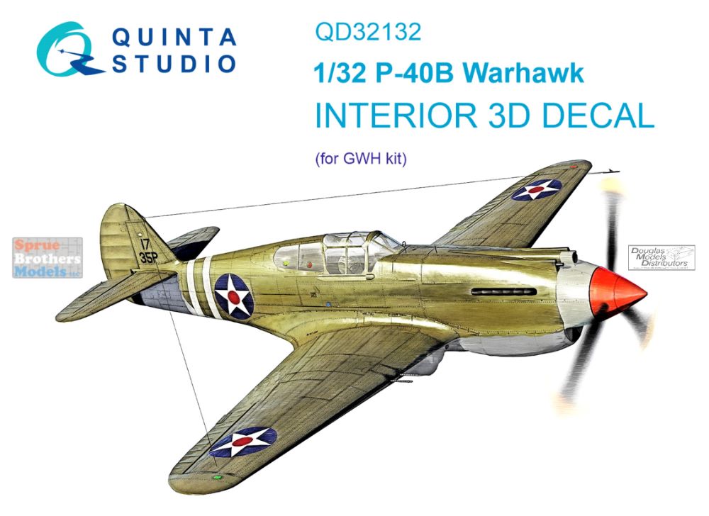 QTSQD32132 1:32 Quinta Studio Interior 3D Decal - P-40B Warhawk (GWH kit)